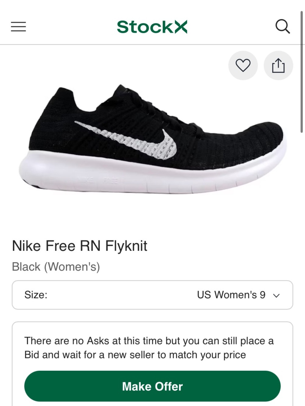 nike free flyknit Women’s 9 Sneakers Shoes Black White